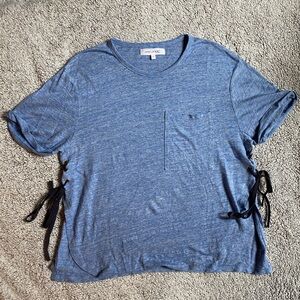 10 Crosby Derek Lam Blue T-Shirt with Black Ties